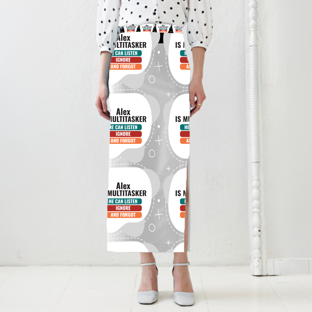 Personalized Typographic Female Pencil Skirt All Over Printed Products with Custom Name