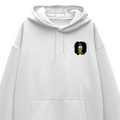 Oversized Hoodie | Relaxed Fit Unisex | 400 GSM Cotton Blend DTG Printed | Pre-Shrunk Drop Shoulder | Adult | Personalized | DTG | Bold Graphic | Motivation | Success | Everyday | Empowering | No Excuses, Just Results - left pocket - White - mockup 3