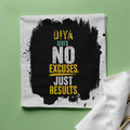 Cloth Napkin | Dining & Kitchen | 100% Polyester | Soft, Durable, Hemmed | Unisex | Personalized | Bold Graphic | Motivation | Success | Everyday | Empowering | No Excuses, Just Results - front - White - mockup 1