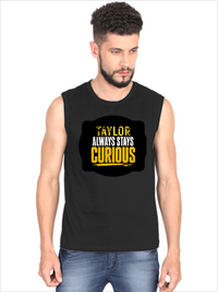Male Sleeveless T-Shirt | Men's Regular Fit | 180 GSM Bio-Washed Cotton | DTF Print Ready | Durable Gym & Active Wear | Personalized | DTF | Typography | Mindset | Everyday | Motivational | Always Curious