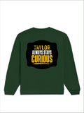 Oversized Sweatshirt | Relaxed Fit | 90% Cotton 10% Polyester 400 GSM DTF | Pre-Shrunk & Durable | Unisex Adult | Personalized | DTF | Typography | Mindset | Everyday | Motivational | Always Curious - back - Bottle Green - mockup 2