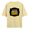 Oversized Standard T-Shirt | Relaxed Fit Unisex | 100% Super Combed Cotton DTG Print | Soft, Breathable, Durable | Adults | Personalized | DTG | Typography | Mindset | Everyday | Motivational | Always Curious - back - Beige - mockup 2