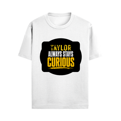 Male Standard Crew T-Shirt | Regular Fit | 100% Cotton (DTF Print) | Durable & Comfortable | Men's | Personalized | DTF | Typography | Mindset | Everyday | Motivational | Always Curious - front - White - mockup 1