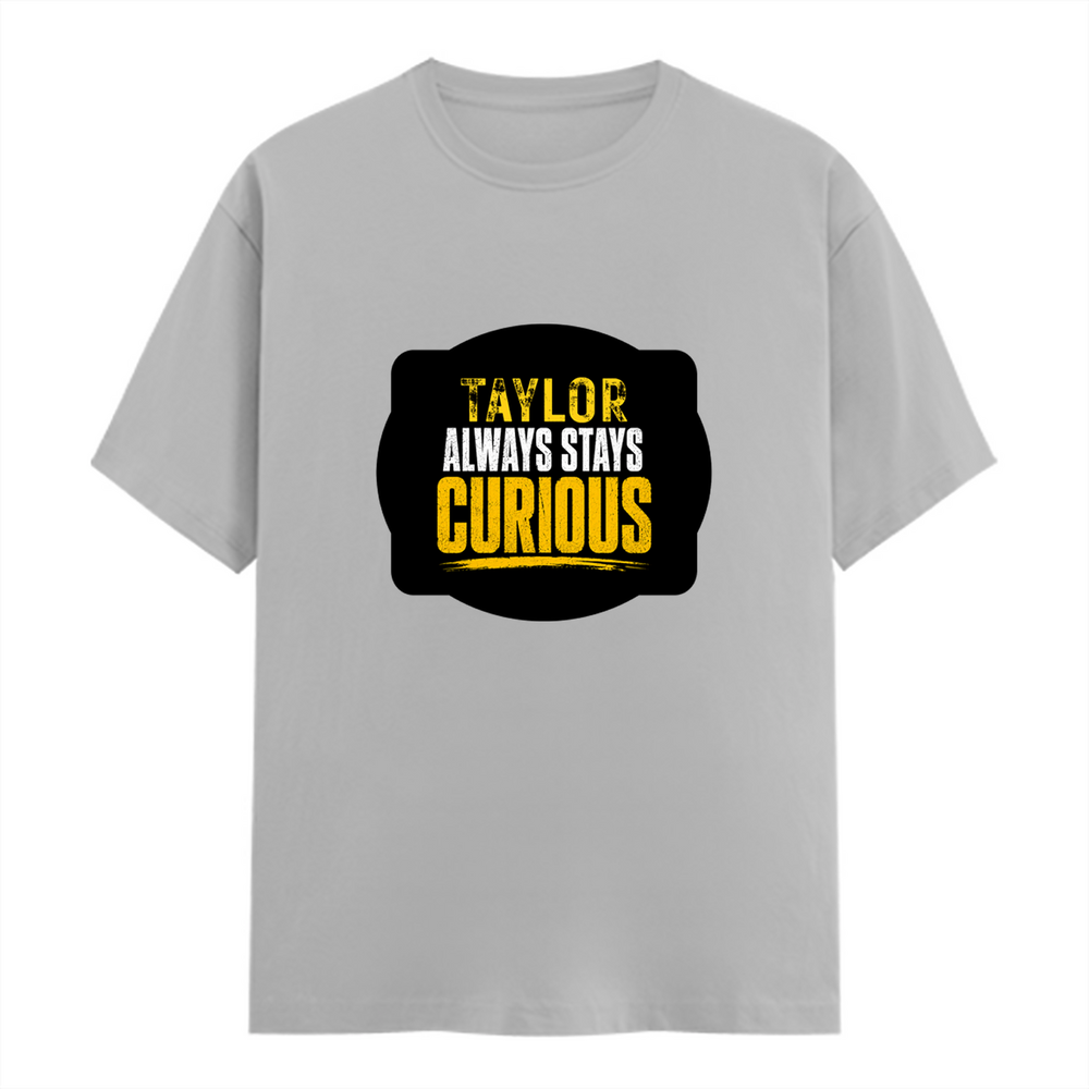 Men's Classic Crew T-Shirt | Regular Fit | 180 GSM Bio-Washed Cotton | DTG Print Ready | Everyday Wear | Personalized | DTG | Typography | Mindset | Everyday | Motivational | Always Curious - front - Grey Melange - mockup 1