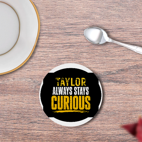 Coasters | Unisex | 3mm MDF Sublimation Print | Durable Surface Protection | All Ages | Personalized | Typography | Mindset | Everyday | Motivational | Always Curious - front - White - mockup 1