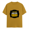 Female Classic Crew T-Shirt | Women's Regular Fit | 180 GSM Bio-Washed Cotton Blend | DTG Print Ready | Durable & Pre-Shrunk | Personalized | DTG | Typography | Mindset | Everyday | Motivational | Always Curious - front - Mustard Yellow - mockup 1