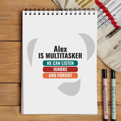 Personalized Typographic Sketchbook Accessories with Custom Name