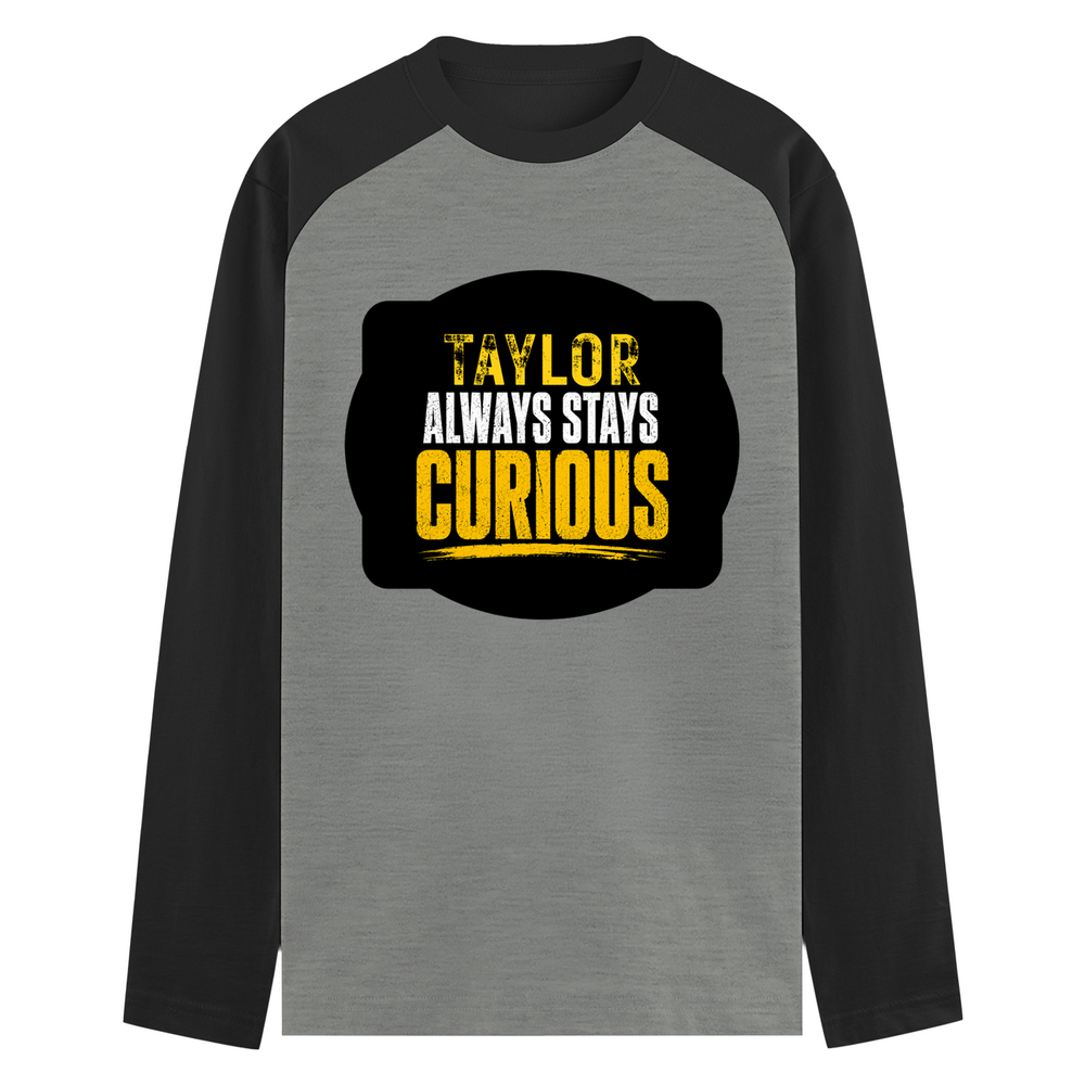 Male Raglan T-Shirt | Men's Regular Fit | 180 GSM Bio-Washed Cotton | DTG Print | Pre-Shrunk, Durable | Personalized | DTG | Typography | Mindset | Everyday | Motivational | Always Curious - front - mockup 1