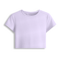 Female Baby Tee | Cropped Fit for Women | Cotton Spandex DTG T-Shirt | Pre-Shrunk & Breathable | Personalized | DTG | Typography | Positivity | Everyday | Uplifting | Always Stay Positive - front - Lavender - mockup 1