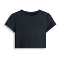 Female Baby Tee | Cropped Fit for Women | Cotton Spandex DTG T-Shirt | Pre-Shrunk & Breathable | Personalized | DTG | Typography | Positivity | Everyday | Uplifting | Always Stay Positive - front - Navy Blue - mockup 1