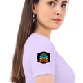 Female Classic Crew T-Shirt | Women's Regular Fit | 180 GSM Bio-Washed Cotton | Pre-Shrunk, Double Stitched | DTF Print | Personalized | DTF | Typography | Positivity | Everyday | Uplifting | Always Stay Positive - right sleeve - Lavender - mockup 6