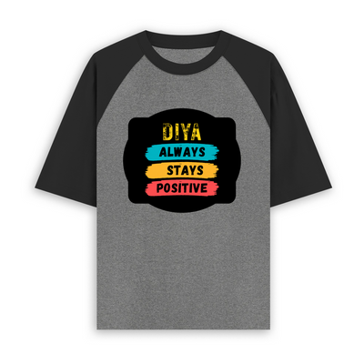Unisex Oversized Raglan T-Shirt | Relaxed Fit | 100% Bio-Washed Cotton DTG Print | Two-Tone Contrast Sleeves | For Him & Her | Personalized | DTG | Typography | Positivity | Everyday | Uplifting | Always Stay Positive - front - mockup 1