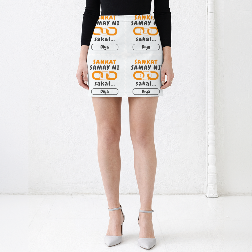 Personalized Minimalist Female Mini Skirt All Over Printed Products with Custom Name