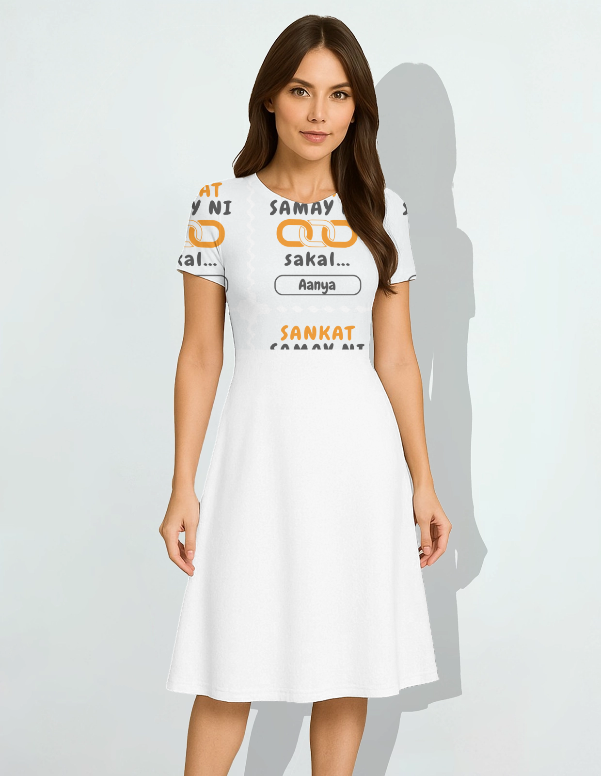 Personalized Minimalist Female A Line Dress All Over Printed Products with Custom Name