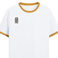 Ringer T-shirt | Unisex Fit | 100% Cotton | DTF Print | Bio Washed & Pre Shrunk | Adults | Personalized | DTF | Typography | Trust | Secrets | Everyday - right pocket - Mustard yellow off white - mockup 4