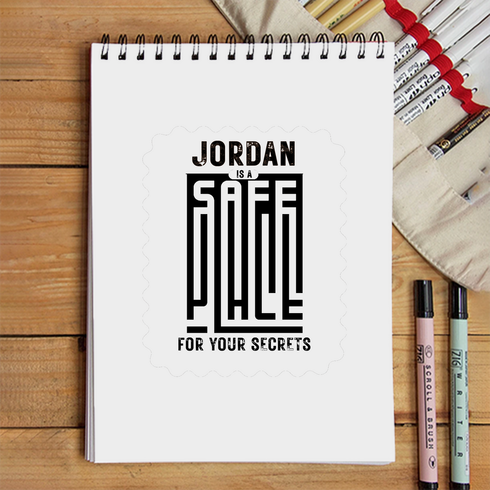 Sketchbook | A5 | 140 GSM Inner Paper, 300 GSM Cover | Spiral Bound | Portable & Durable | Unisex | Personalized | Typography | Trust | Secrets | Everyday - front - White - mockup 1