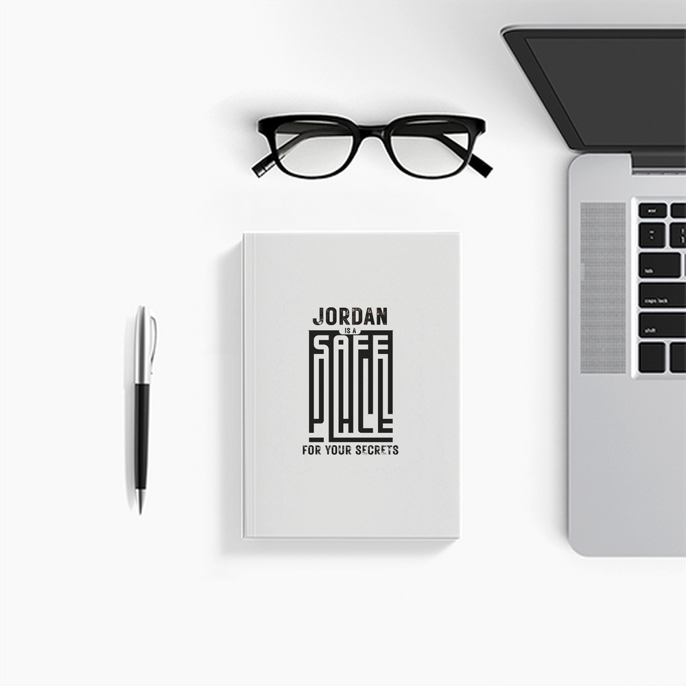Notebook | A5 Size | 300 GSM Digital Print Cover, 70 GSM Eco-Friendly Pages | Ruled/Unruled, Soft Bound | Unisex | Personalized | Typography | Trust | Secrets | Everyday - front - White - mockup 1