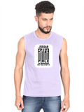 Male Sleeveless T-Shirt | Men's Regular Fit | Bio-Washed Cotton | DTG Printed | Gym & Everyday Comfort | Personalized | DTG | Typography | Trust | Secrets | Everyday - front - Lavender - mockup 1