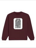 Oversized Sweatshirt | Relaxed Fit Unisex | 400 GSM Cotton Blend | DTG Printed | Pre-Shrunk Drop Shoulder | Personalized | DTG | Typography | Trust | Secrets | Everyday - front - Maroon - mockup 1
