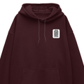 Oversized Hoodie | Relaxed Fit Unisex | 400 GSM Cotton Blend DTG Printed | Pre-Shrunk Drop Shoulder | Adult | Personalized | DTG | Typography | Trust | Secrets | Everyday - left pocket - Maroon - mockup 3
