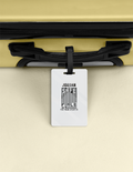 Luggage Tag | Travel Accessory | Acrylic UV Printed | Double-Sided, Secure Strap, Durable | Unisex | Personalized | Typography | Trust | Secrets | Everyday - back - White - mockup 2