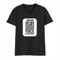 Male V Neck T-Shirt | Men's Regular Fit | 180 GSM Bio-Washed Cotton | DTG Print | Double Stitched Seams | Personalized | DTG | Typography | Trust | Secrets | Everyday - front - Black - mockup 1