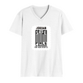 Male V Neck T-Shirt | Men's Regular Fit | 180 GSM Bio-Washed Cotton | DTG Print | Double Stitched Seams | Personalized | DTG | Typography | Trust | Secrets | Everyday - front - White - mockup 1