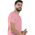 Men's Classic Crew T-Shirt | Regular Fit | 180 GSM Bio-Washed Cotton | DTG Print Ready | Everyday Wear | Personalized | DTG | Typography | Trust | Secrets | Everyday - right sleeve - Flamingo - mockup 6