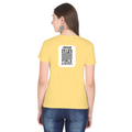 Female Classic Crew T-Shirt | Women's Regular Fit | 180 GSM Bio-Washed Cotton Blend | DTG Print Ready | Durable & Pre-Shrunk | Personalized | DTG | Typography | Trust | Secrets | Everyday - back - Yellow - mockup 2