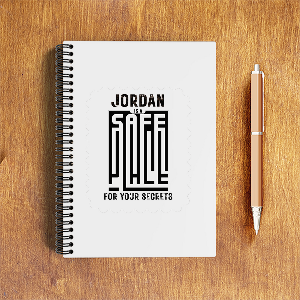 Notepad | A5 Size | 70 GSM Paper & 300 GSM Cover | 120 Pages, Wire Bound, Ruled/Unruled | Unisex | Personalized | Typography | Trust | Secrets | Everyday - front - White - mockup 1