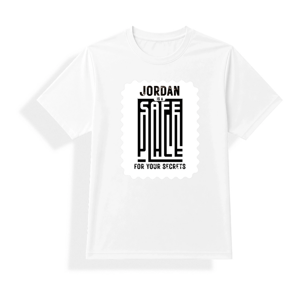 Unisex Jersey T-Shirt | Adults Unisex Fit | Polyester Honeycomb Mesh | Breathable, Quick-Dry | Sublimation | Personalized | Typography | Trust | Secrets | Everyday - front - mockup 1