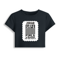 Female Baby Tee | Women's Fitted Cropped T-Shirt | Cotton Spandex Blend | Soft & Stretchy | Adult | Personalized | DTF | Typography | Trust | Secrets | Everyday - front - Navy Blue - mockup 1