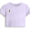 Female Baby Tee | Women's Fitted Cropped T-Shirt | Cotton Spandex Blend | Soft & Stretchy | Adult | Personalized | DTF | Typography | Trust | Secrets | Everyday - right pocket - Lavender - mockup 4