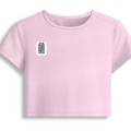 Female Baby Tee | Women's Fitted Cropped T-Shirt | Cotton Spandex Blend | Soft & Stretchy | Adult | Personalized | DTF | Typography | Trust | Secrets | Everyday - right pocket - Light Baby Pink - mockup 4