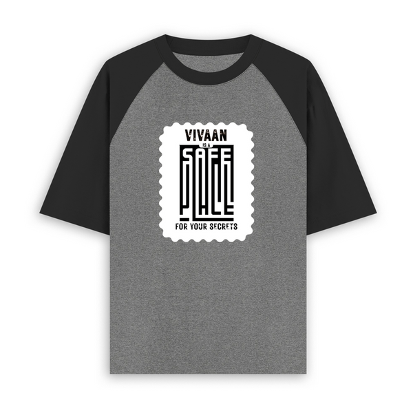 Unisex Oversized Raglan T-Shirt | Relaxed Fit | 100% Bio-Washed Cotton DTG Print | Two-Tone Contrast Sleeves | For Him & Her | Personalized | DTG | Embroidery | DTF | Typography | Trust | Secrets | Everyday | Secure | Secure Trusting - front - mockup 1