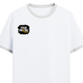 Ringer T-Shirt | Unisex Fit | 100% Cotton | Bio-Washed, Pre-Shrunk, Rib Neck | Adults | Personalized | Bold Graphic | Positive Affirmations | Motivation | Self-care | Uplifting | Positive Vibes Only - right pocket - White Black - mockup 4