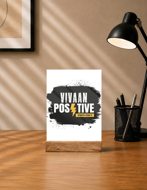 Acrylic Photo Frame with Stand | 5x7 Inch | Acrylic & Wood | UV Printed Tabletop Display | Universal | Personalized | Bold Graphic | Positive Affirmations | Motivation | Self-care | Uplifting | Positive Vibes Only