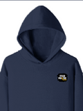 Pullover Hoodie | Unisex Regular Fit | Cotton Blend Tri-Layer | All-Season Comfort, Ribbed Cuffs | Adults | Personalized | Bold Graphic | Positive Affirmations | Motivation | Self-care | Uplifting | Positive Vibes Only - left pocket - Navy Blue - mockup 3
