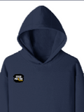 Pullover Hoodie | Unisex Regular Fit | Cotton Blend Tri-Layer | All-Season Comfort, Ribbed Cuffs | Adults | Personalized | Bold Graphic | Positive Affirmations | Motivation | Self-care | Uplifting | Positive Vibes Only - right pocket - Navy Blue - mockup 4