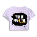Female Baby Tee | Cropped Fit | Cotton Spandex Blend | Stretchy & Breathable | Women | Personalized | Bold Graphic | Positive Affirmations | Motivation | Self-care | Uplifting | Positive Vibes Only - back - Lavender - mockup 2