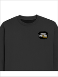Oversized Sweatshirt | Relaxed Fit Unisex | 90% Cotton 10% Polyester 400 GSM | Pre-Shrunk Drop Shoulder | Unisex | Personalized | Bold Graphic | Positive Affirmations | Motivation | Self-care | Uplifting | Positive Vibes Only - left pocket - Black - mockup 3