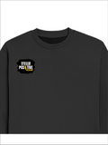 Oversized Sweatshirt | Relaxed Fit Unisex | 90% Cotton 10% Polyester 400 GSM | Pre-Shrunk Drop Shoulder | Unisex | Personalized | Bold Graphic | Positive Affirmations | Motivation | Self-care | Uplifting | Positive Vibes Only - right pocket - Black - mockup 4