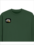 Oversized Sweatshirt | Relaxed Fit Unisex | 90% Cotton 10% Polyester 400 GSM | Pre-Shrunk Drop Shoulder | Unisex | Personalized | Bold Graphic | Positive Affirmations | Motivation | Self-care | Uplifting | Positive Vibes Only - right pocket - Bottle Green - mockup 4