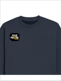 Oversized Sweatshirt | Relaxed Fit Unisex | 90% Cotton 10% Polyester 400 GSM | Pre-Shrunk Drop Shoulder | Unisex | Personalized | Bold Graphic | Positive Affirmations | Motivation | Self-care | Uplifting | Positive Vibes Only - right pocket - Navy Blue - mockup 4
