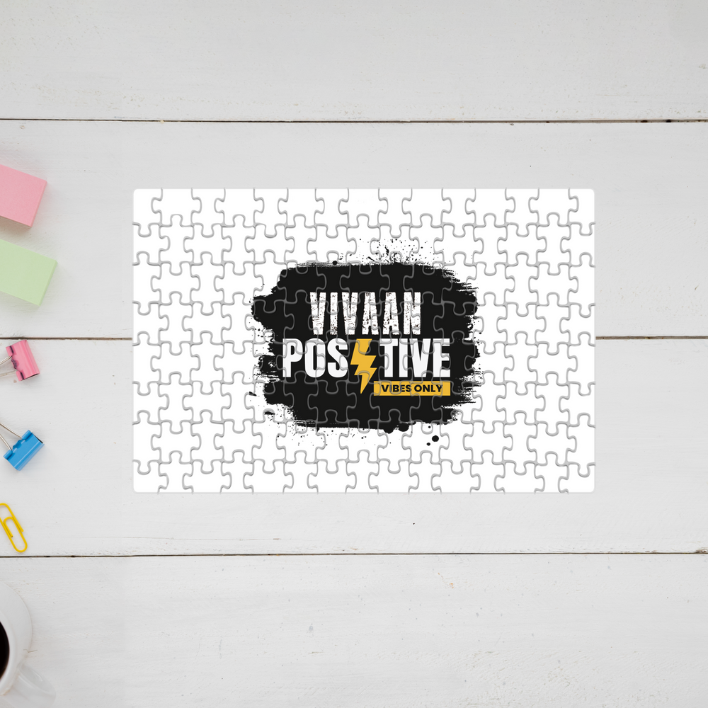 Jigsaw Puzzle | 120 Pieces A4 Size | Recycled Paper Semi-Glossy Finish | Fade-Proof Engaging Entertainment | Unisex | Personalized | Bold Graphic | Positive Affirmations | Motivation | Self-care | Uplifting | Positive Vibes Only - front - mockup 1