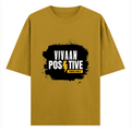 Oversized Classic T-Shirt | Unisex Relaxed Fit | 100% Super-Combed Cotton | Pre-Shrunk, Double-Stitched | Adults | Personalized | Bold Graphic | Positive Affirmations | Motivation | Self-care | Uplifting | Positive Vibes Only - front - Mustard Yellow - mockup 1