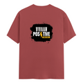 Male Classic Crew T-Shirt | Men's Regular Fit | 180 GSM Bio-Washed Cotton | Pre-Shrunk, Double-Stitched | Personalized | Bold Graphic | Positive Affirmations | Motivation | Self-care | Uplifting | Positive Vibes Only - back - Coral - mockup 2