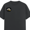 Male Classic Crew T-Shirt | Men's Regular Fit | 180 GSM Bio-Washed Cotton | Pre-Shrunk, Double-Stitched | Personalized | Bold Graphic | Positive Affirmations | Motivation | Self-care | Uplifting | Positive Vibes Only - right pocket - Steel Grey - mockup 4