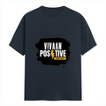 Female Classic Crew T-Shirt | Regular Fit | 180 GSM Bio-Washed Cotton Blend | Pre-Shrunk, Double-Stitched | Women | Personalized | Bold Graphic | Positive Affirmations | Motivation | Self-care | Uplifting | Positive Vibes Only - front - Navy Blue - mockup 1