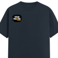 Female Classic Crew T-Shirt | Regular Fit | 180 GSM Bio-Washed Cotton Blend | Pre-Shrunk, Double-Stitched | Women | Personalized | Bold Graphic | Positive Affirmations | Motivation | Self-care | Uplifting | Positive Vibes Only - right pocket - Navy Blue - mockup 4